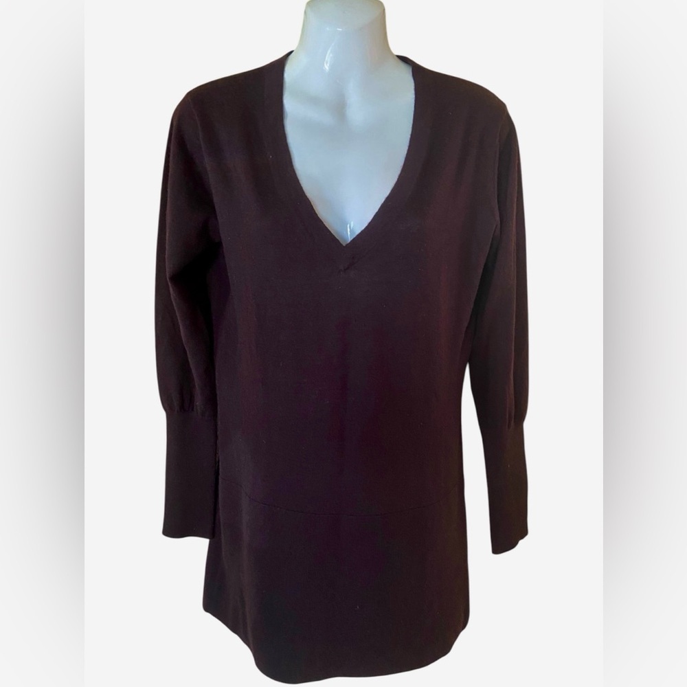 Autumn Cashmere brown V tunic style sweater size L